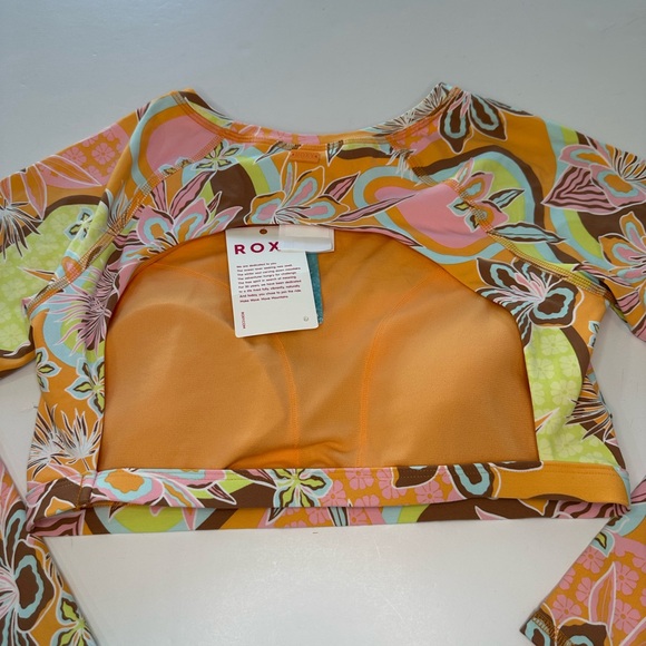 NWT Roxy Delic Long Sleeve Crop Rashguard Bikini Top NWT Women’s Size Small - Picture 5 of 11
